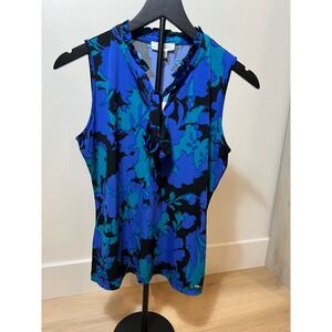 Calvin Klein Sleeveless Blouse -‎ Blue - Petite Medium